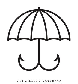 umbrella with fishing hook in black & white-vector drawing