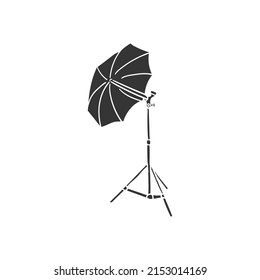 Umbrella Flash Icon Silhouette Illustration. Photography Light Vector Graphic Pictogram Symbol Clip Art. Doodle Sketch Black Sign.