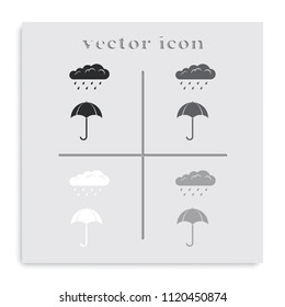 Umbrella flat black and white vector icon.