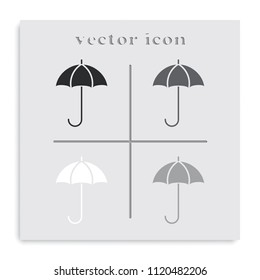 Umbrella flat black and white vector icon.
