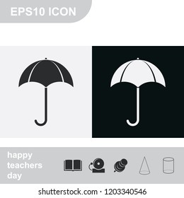 Umbrella flat black and white vector icon.