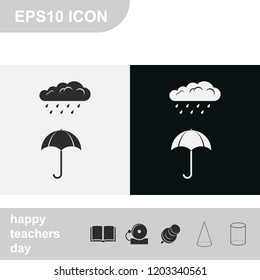 Umbrella flat black and white vector icon.