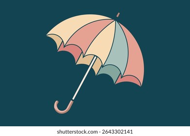 Umbrella flat cartoon vector with soft color palette, perfect for summer icons, baby branding, and minimal children’s illustrations
