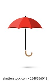 Umbrella flat color vector icon illustration. Open parasol and raindrops pictogram on black backdrop. Rain protection tool. Insurance long shadow symbol. Rainy weather, meteorology design element