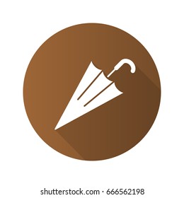 Umbrella flat design long shadow glyph icon. Vector silhouette illustration