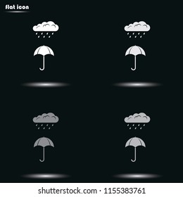 Umbrella flat grayscale vector icon.