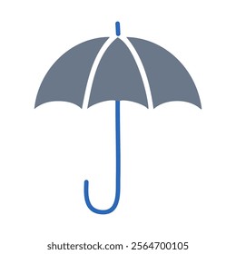 Umbrella flat icon. Blue sign on white background. Simple style.