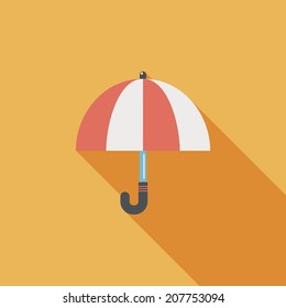 umbrella flat icon with long shadow