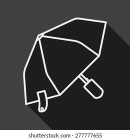 umbrella flat icon with long shadow, line icon