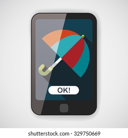 umbrella flat icon with long shadow