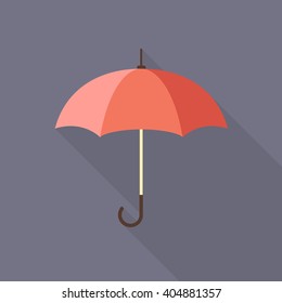 Umbrella flat icon with long shadow