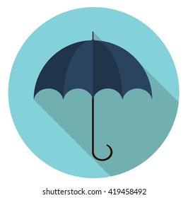 Umbrella flat icon with long shadow. Vector illustration