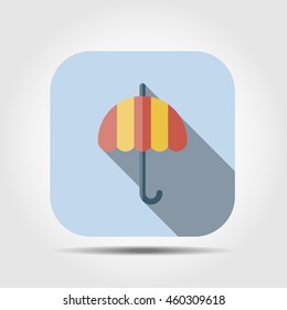 umbrella flat icon with long shadow, vector illustration