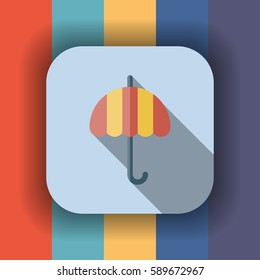 umbrella flat icon with long shadow, vector illustration