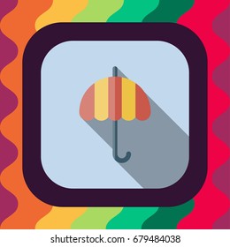umbrella flat icon with long shadow, vector illustration