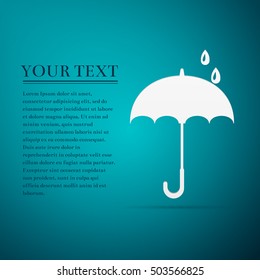 Umbrella flat icon on blue background. Vector Illustration