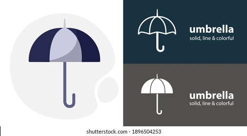 icono de paraguas plano, con paraguas simple, icono de línea