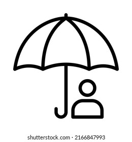 Icono de línea plana del paraguas. Máscara de signo de contorno para concepto móvil y diseño web, tienda.