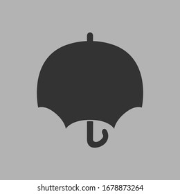 Umbrella flat symbol, icon on gray backdrop. Design element