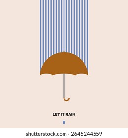 Ilustração de vetor plana com guarda-chuva. Clima Chuvoso. Natureza. Estações.