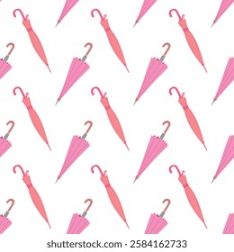 Umbrella flat. Vector seamless pattern in bright colors. Cute illustration for textile and wrapping paper