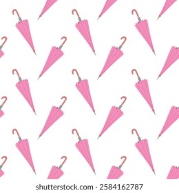 Umbrella flat. Vector seamless pattern in bright colors. Cute illustration for textile and wrapping paper