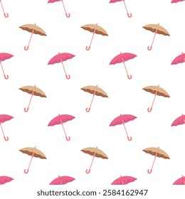Umbrella flat. Vector seamless pattern in bright colors. Cute illustration for textile and wrapping paper