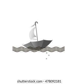 umbrella floats on the waves to sail