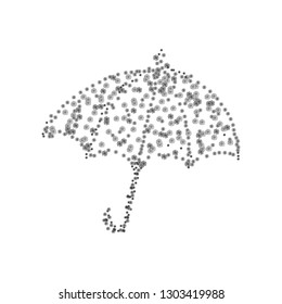 Umbrella of flowers. Black and white vector drawing