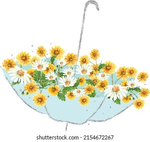 Umbrella with flowers illustration for decoration