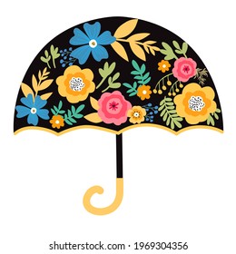 Regenschirm mit Blumen, Vektorgrafik Frühling.