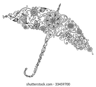 Umbrella from flowers, vector illustration