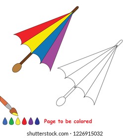 Umbrella folded to be colored, the coloring book for preschool kids with easy educational gaming level.