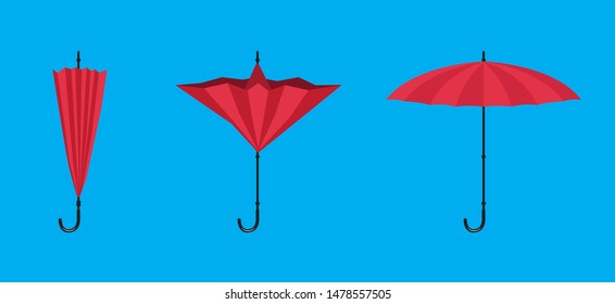 Umbrella Folding Sequence Vector Illustration