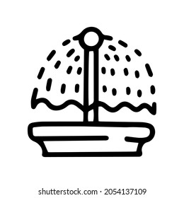 umbrella fountain line vector doodle simple icon