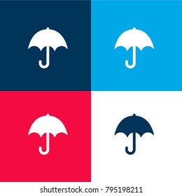 Umbrella four color material and minimal icon logo set in red and blue