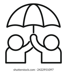 Umbrella friendship icon outline vector. Fun respect. Love care support