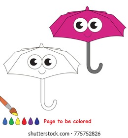 Umbrella funny smiling to be colored, the coloring book for preschool kids with easy educational gaming level.