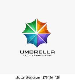 Umbrella Geometric Colorful Illustration Vector Logo.