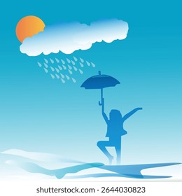 Umbrella girl fun with weather illustration vol 01