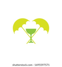 Umbrella and Glass logo design vector