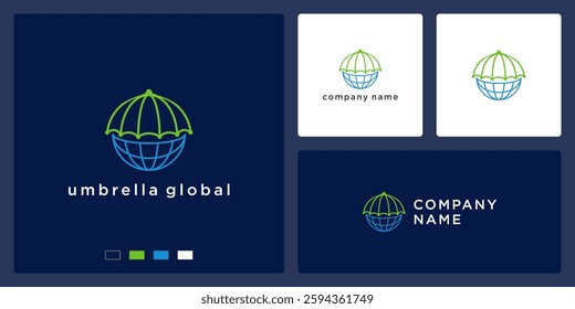 umbrella global logo design template