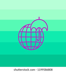 Umbrella, globe, icon, vector illustration