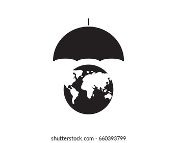 Umbrella, globe, icon, vector illustration