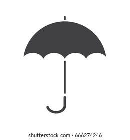 Umbrella glyph icon. Silhouette symbol. Opened rain umbrella. Negative space. Vector isolated illustration
