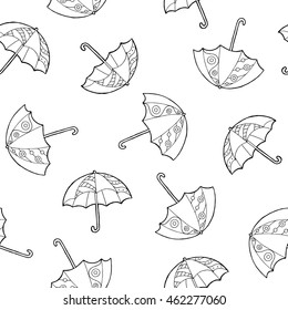 Umbrella Graphic Black White Seamless Pattern Illustration Vector