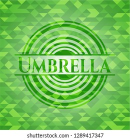 Umbrella green emblem with mosaic background