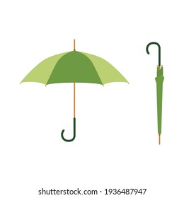 Umbrella green open close icon sign vector illustration.