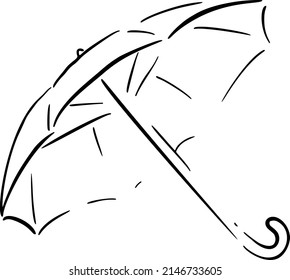 Regenschirm, handgezeichnet. Schwarze Vektorgrafik-Kunst