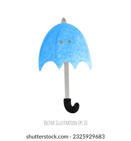 ฺBlue umbrella hand drawn, isolated on white background  ,vector illustration EPS 10